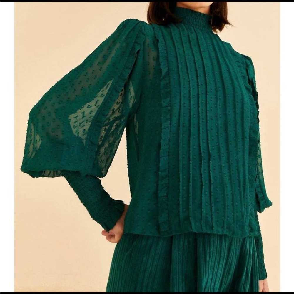 Farm Rio Teal Blouse